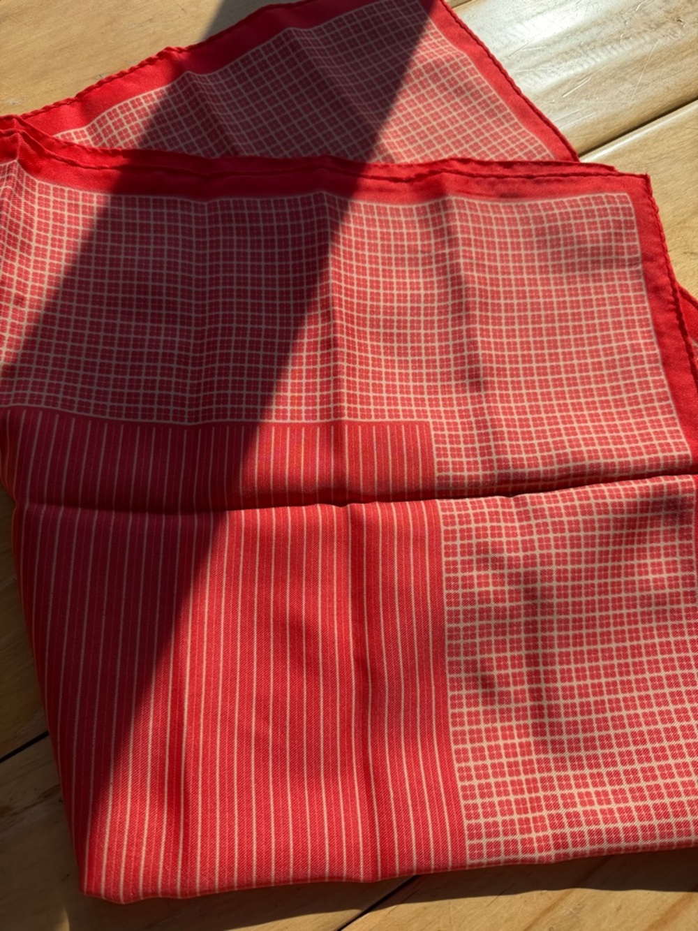 Red Patterned Silk Scarf